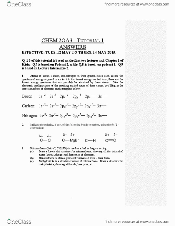 CHEM 2OA3 Lecture Notes - Lecture 1: Cyclohexane, Heptane, Chloromethane thumbnail