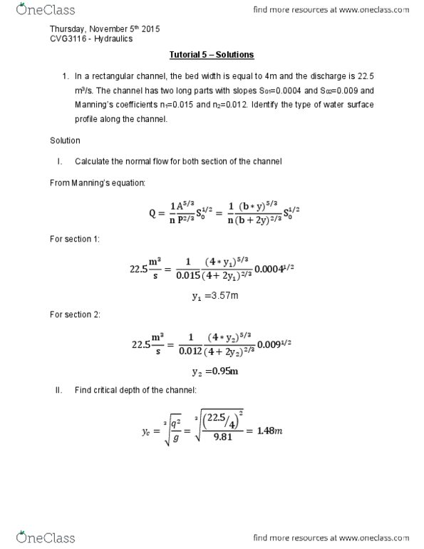 CVG 3116 Lecture Notes - Lecture 9: Manning Formula, Memory Stick, Wetted Perimeter thumbnail
