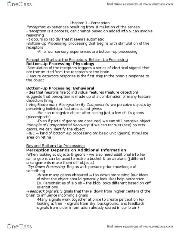 PSY270H5 Chapter Notes - Chapter 3: Visual Cortex, Neuropsychology, Light From Above thumbnail