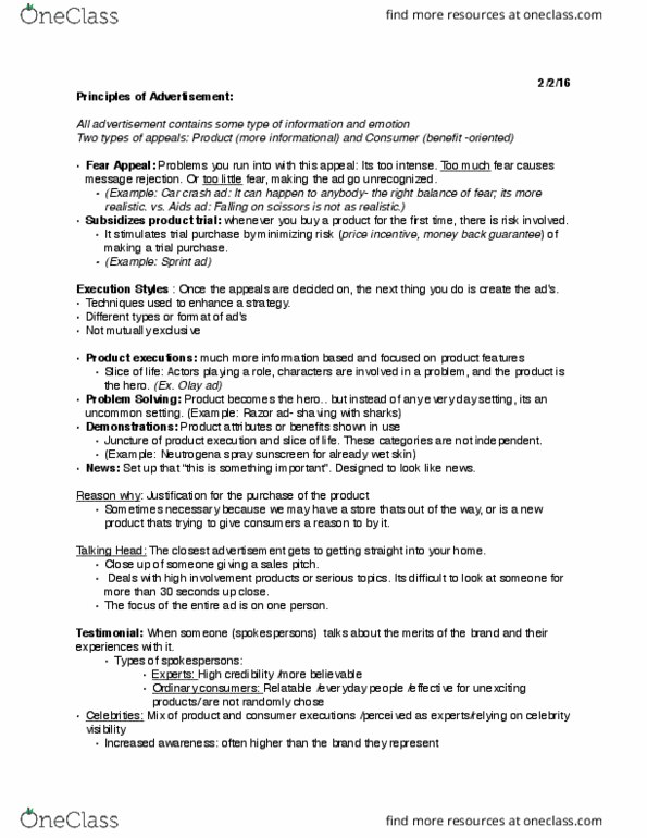 ADV-3008 Lecture Notes - Lecture 7: Sunscreen, Neutrogena, Wheaties thumbnail