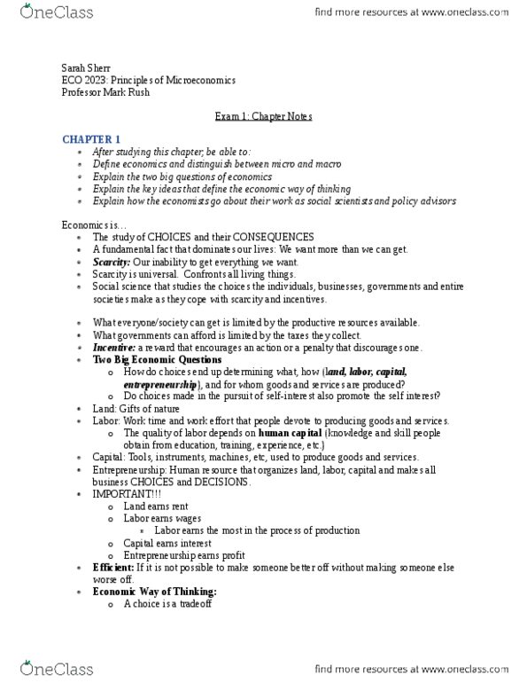 ECO 2023 Chapter Notes - Chapter 1-4: Human Capital, W. M. Keck Observatory, Opportunity Cost thumbnail