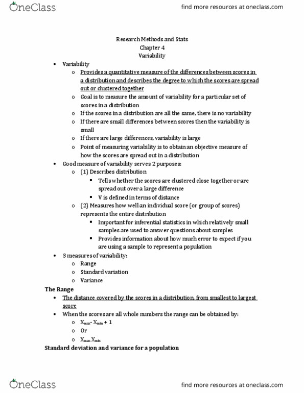 PSY 411 Chapter Notes - Chapter 4: Descriptive Statistics, Frequency Distribution, Statistic thumbnail