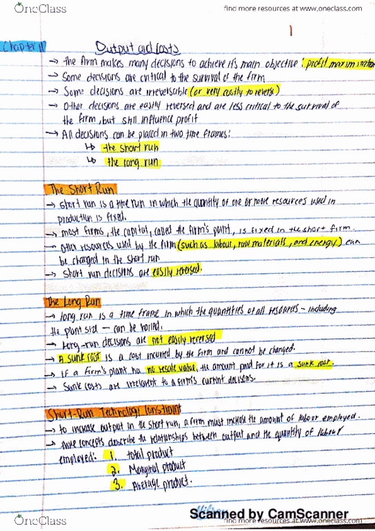 ECON 2010U Lecture 7: Chapter 11 - Output and Costs thumbnail