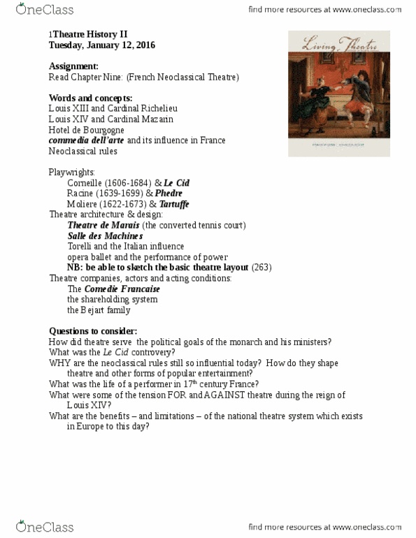 BIOL 2080 Lecture Notes - Lecture 2: Cardinal Mazarin, Theatre Of France thumbnail