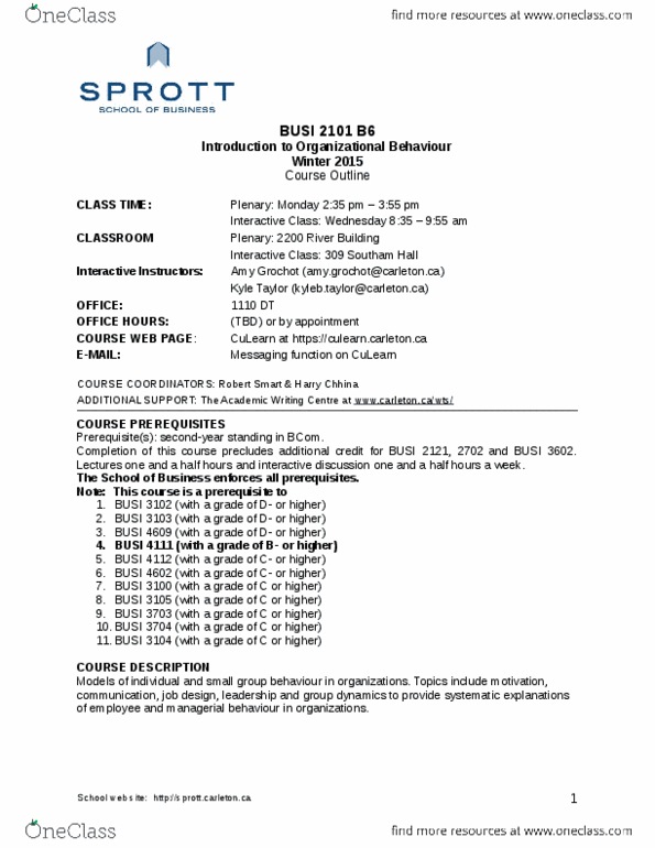 BUSI 2101 Lecture Notes - Lecture 1: Final Grades, Autism Spectrum, Menton thumbnail