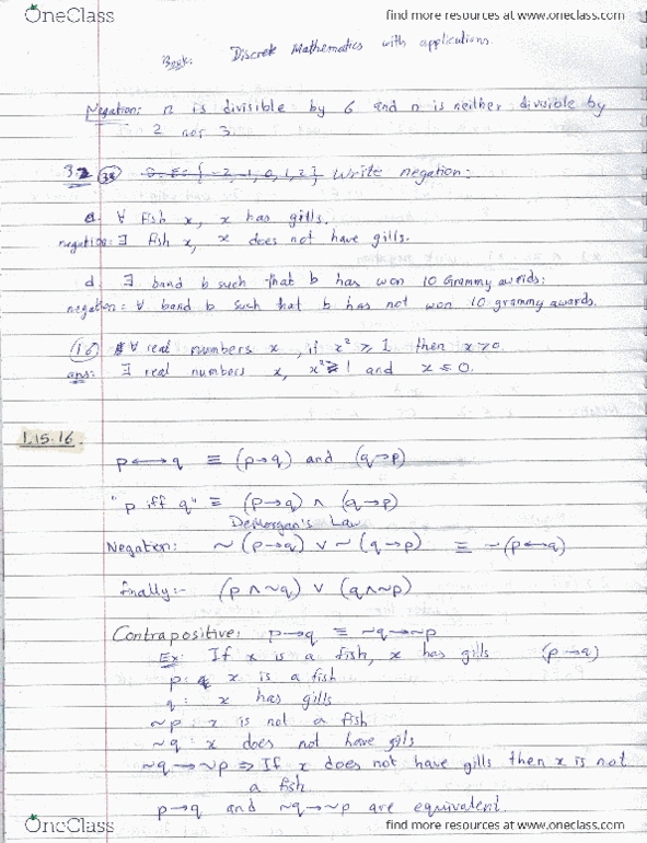 MATH 271 Lecture Notes - Lecture 1: Qualia, Modus Tollens, Truth Table thumbnail