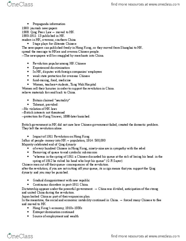 HIS385H1 Lecture Notes - Lecture 6: Kang Youwei, Knitting, Tung Wah Hospital thumbnail