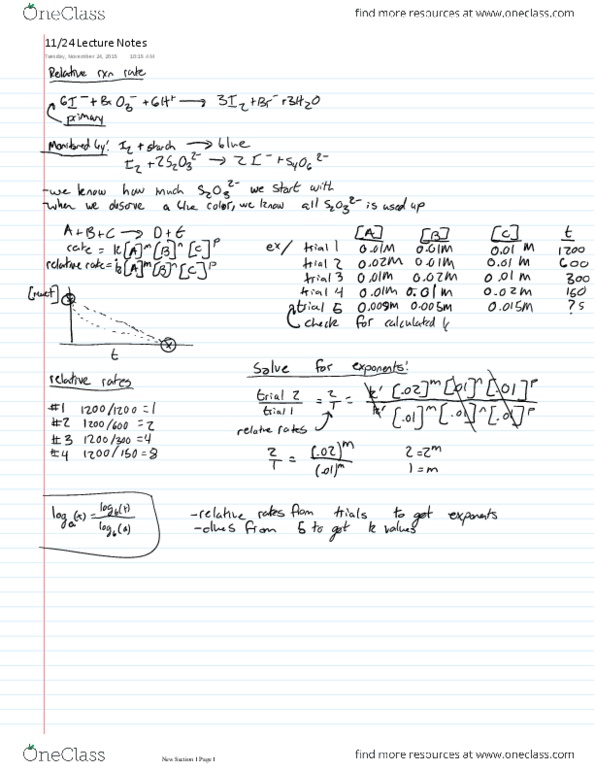 CHEM 125 Lecture 11: Relative Reaction Rate Lab Lecture Notes thumbnail