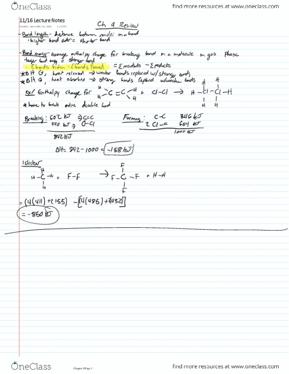 CHEM 130 Lecture 27: Ch 9 Review Lecture Notes thumbnail