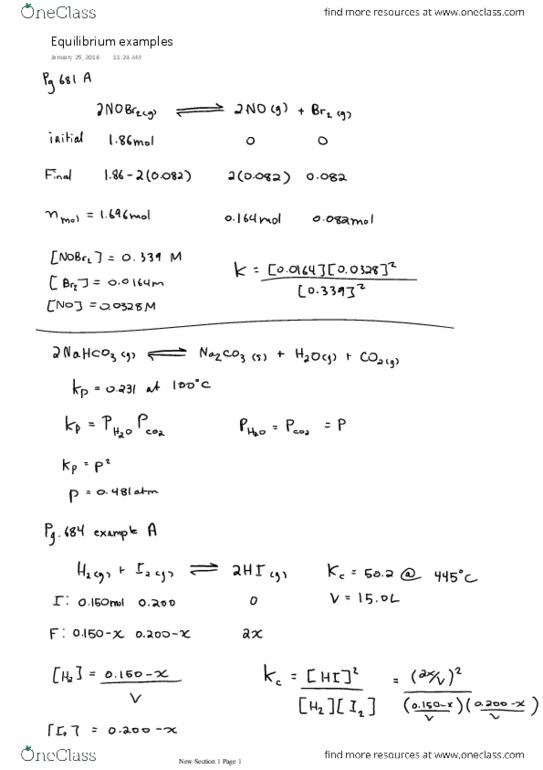 CHEM 1001 Lecture 12: Equilibrium examples thumbnail