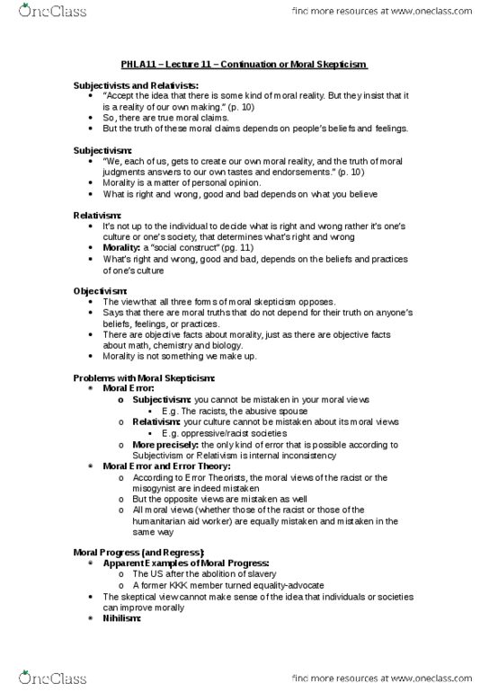 PHLA11H3 Lecture Notes - Lecture 11: Subjectivism, Dogma, Misogyny thumbnail