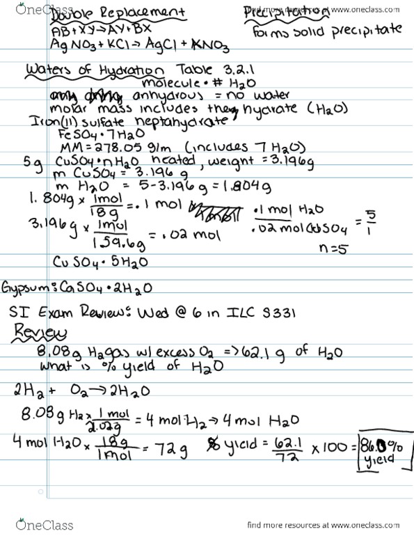 CHEM 111 Lecture Notes - Lecture 8: Molar Mass thumbnail