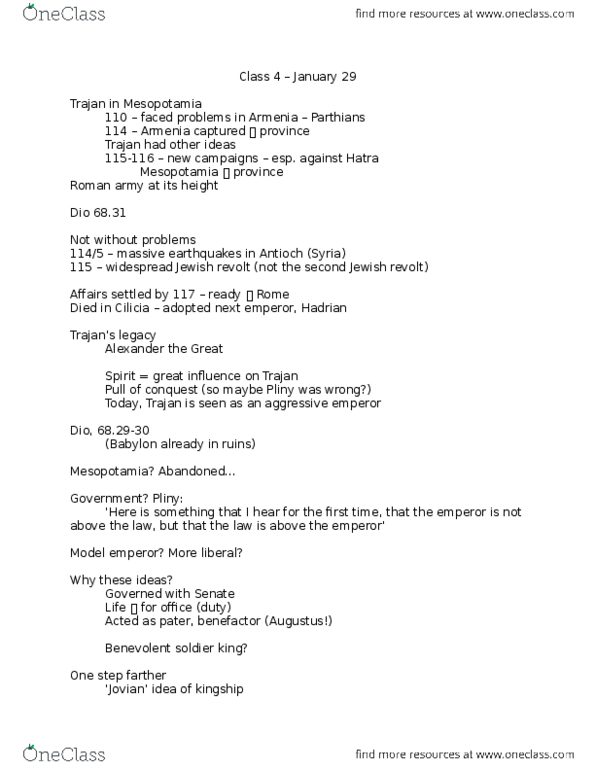 HIST 2905 Lecture Notes - Lecture 4: Antoninus Pius, Aelia Capitolina, Vindolanda Tablets thumbnail