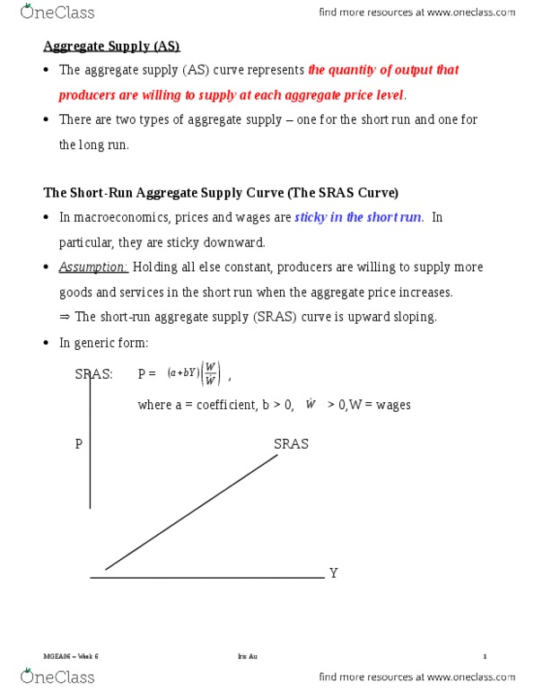 MGEA06H3 Lecture Notes - Lecture 6: Price Level, Aggregate Supply, Macroeconomics thumbnail