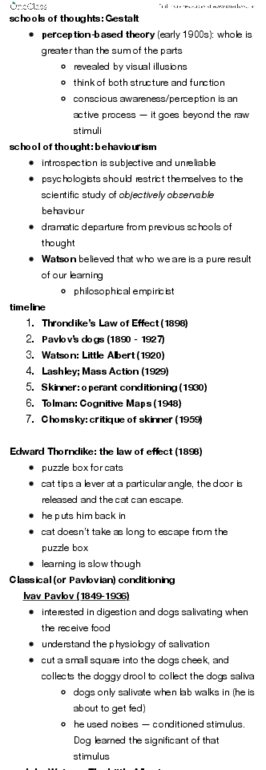 PSYC 101 Lecture Notes - Lecture 3: Edward Thorndike, Operant Conditioning Chamber, Little Albert Experiment thumbnail