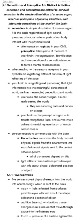 PSYC 101 Chapter Notes - Chapter 4: Retinal Ganglion Cell, Occipital Lobe, Detection Theory thumbnail