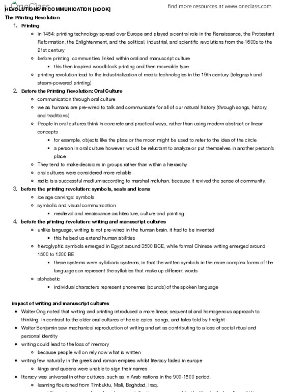 HIST 105 Lecture Notes - Lecture 3: Syllabary, Printing, Walter J. Ong thumbnail