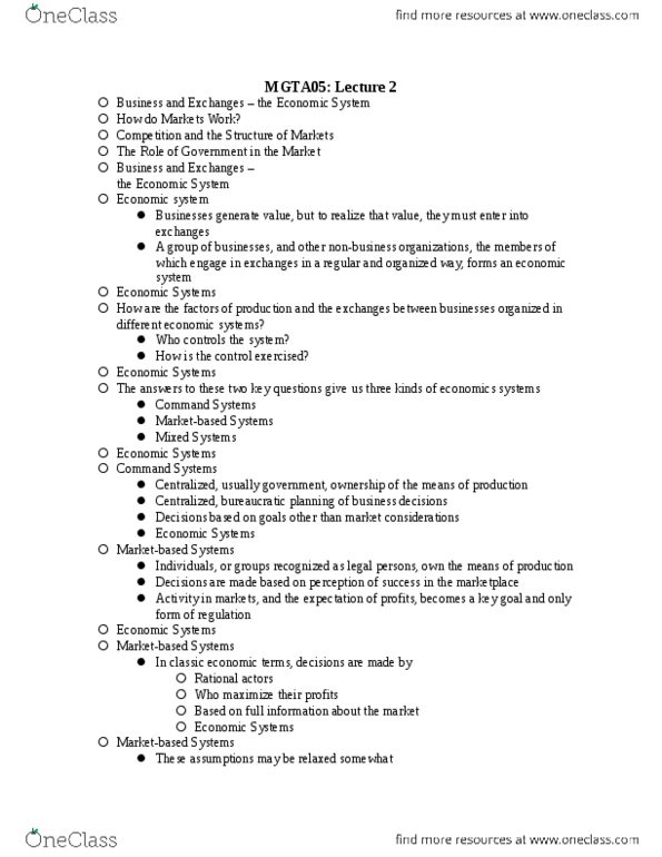 MGTA05H3 Lecture Notes - Lecture 2: Gooderham And Worts, Confederation Life, Economic System thumbnail