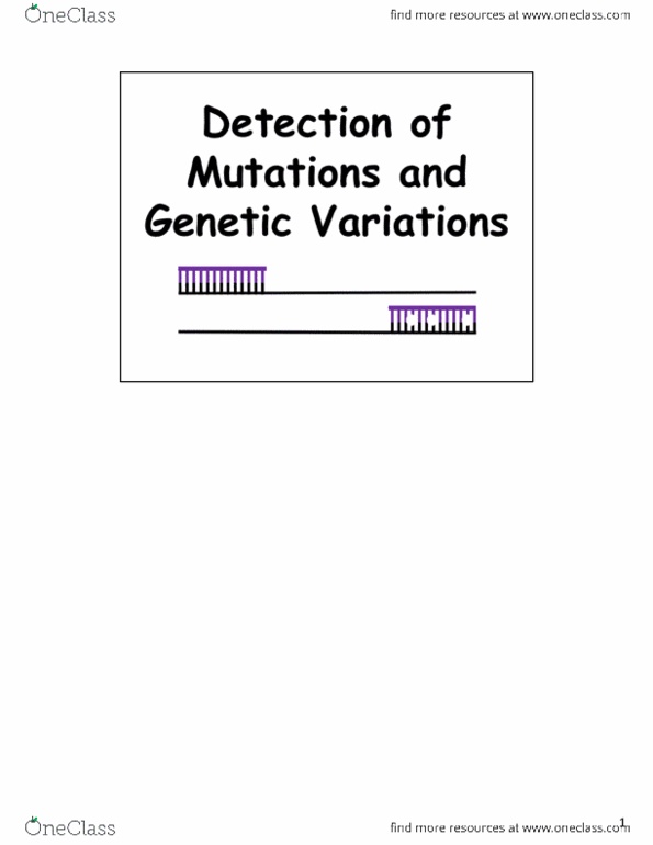Biology 2581B Lecture 12: Detection of Mutation PPT + Notes thumbnail