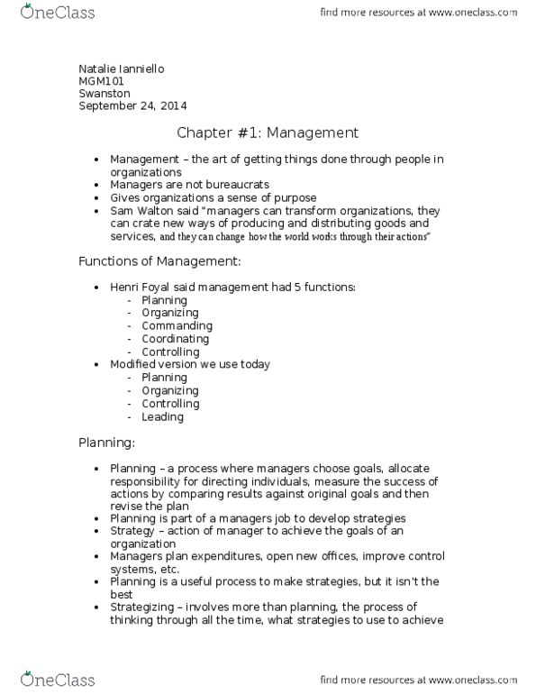MGM101H5 Chapter Notes - Chapter 1: Chief Technology Officer, Jack Welch, Human Capital thumbnail