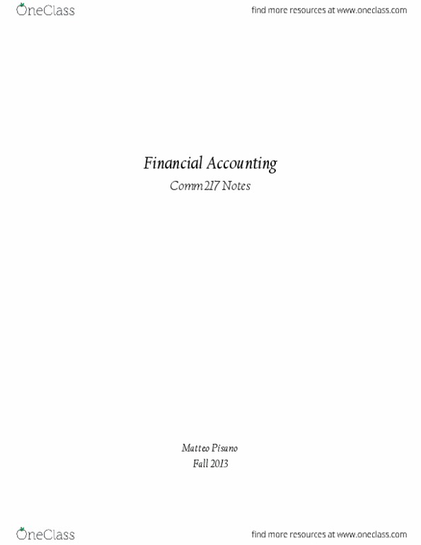 COMM 217 Chapter 1-13: COMM 217 Chapter 1-5: Financial Accounting Notes All Chapters thumbnail