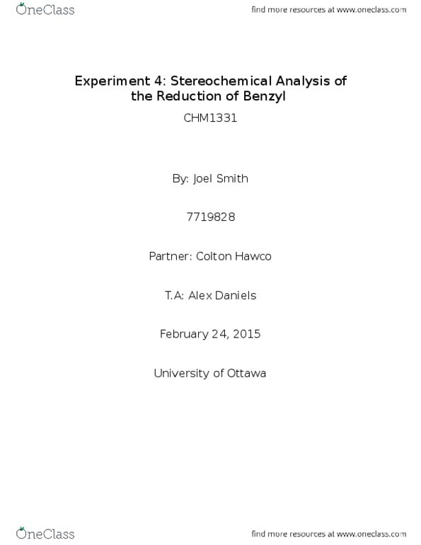 CHM 2120 Lecture Notes - Lecture 4: Sodium Borohydride, Magnetic Stirrer, Elution thumbnail