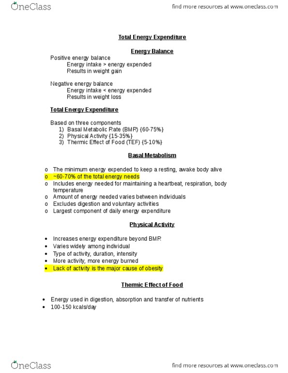 NTR 109 Lecture Notes - Lecture 10: Body Mass Index, Osteoarthritis, Diabetes Mellitus Type 2 thumbnail