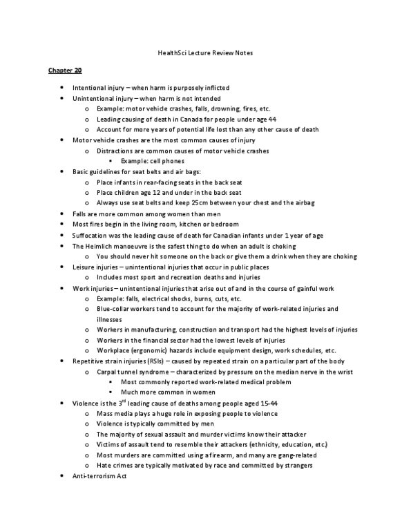 Health Sciences 1001A/B Lecture Notes - Rishi, Carpal Tunnel Syndrome, Median Nerve thumbnail