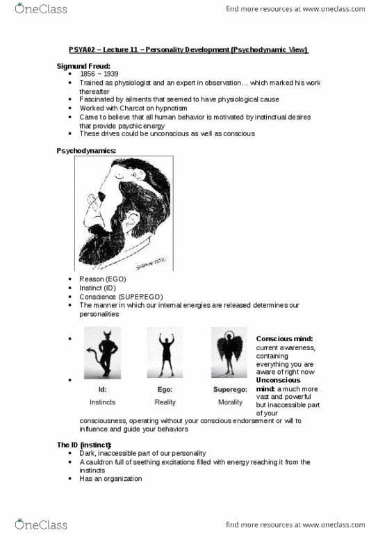 PSYA02H3 Lecture Notes - Lecture 11: Unconscious Mind, Freudian Slip, Reaction Formation thumbnail