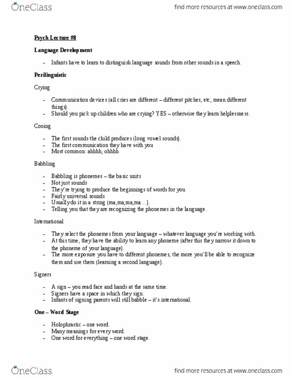 PS102 Lecture Notes - Lecture 8: Phoneme, Metacognition, Metalinguistic Awareness thumbnail