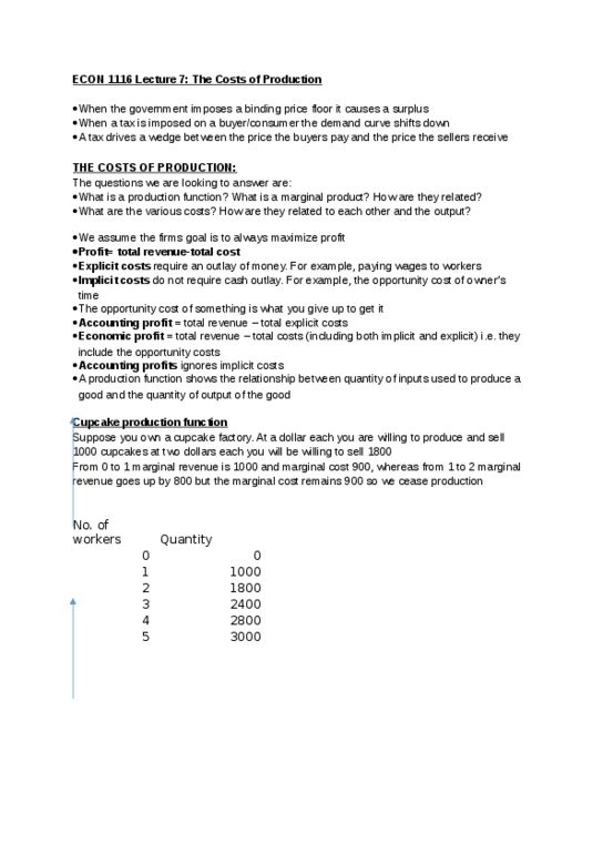 ECON 1116 Lecture Notes - Lecture 7: Cupcake, Marginal Revenue, Marginal Cost thumbnail