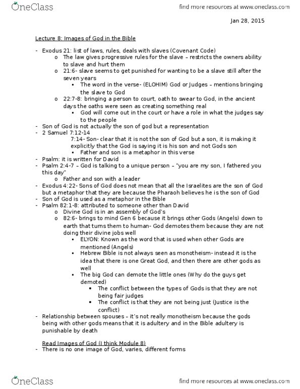 JS120 Lecture Notes - Lecture 8: Psalm 2, Covenant Code, Books Of Samuel thumbnail