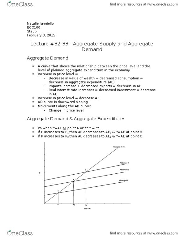 ECO100Y5 Lecture Notes - Lecture 32: Aggregate Demand, Real Interest Rate, Fiscal Policy thumbnail