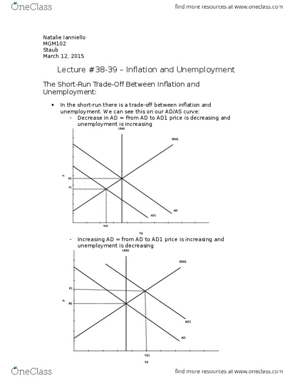 ECO100Y5 Lecture Notes - Lecture 38: Phillips Curve, Rational Expectations thumbnail