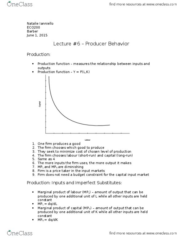ECO200Y5 Lecture 6: Lecture #6 – Producer Behavior thumbnail