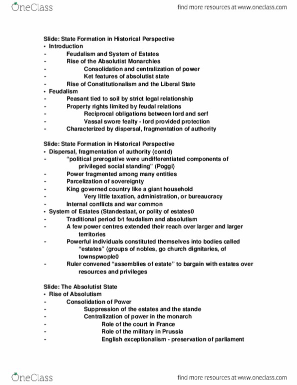 POL218Y5 Lecture Notes - Lecture 3: Feudalism, Publicaffairs thumbnail