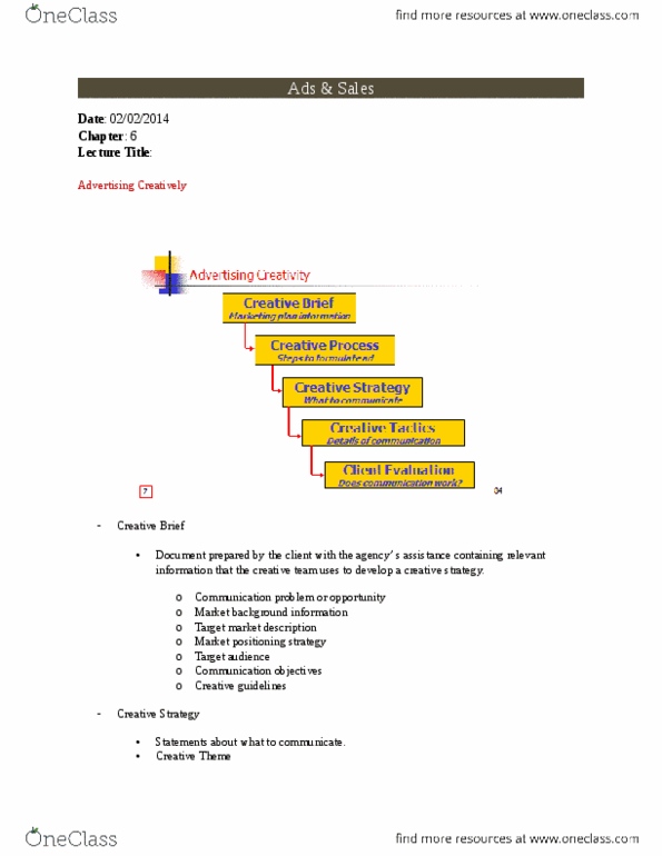 ADM 3326 Lecture Notes - Lecture 6: Sales Promotion, Target Market, Communication Problems thumbnail