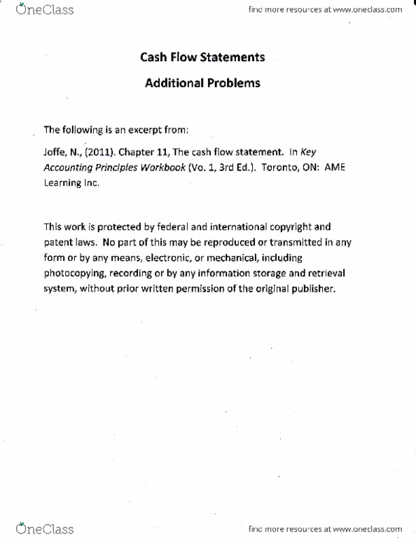 AFA 100 Lecture Notes - Lecture 12: Cash Flow Statement, Deferral, Accounts Payable thumbnail