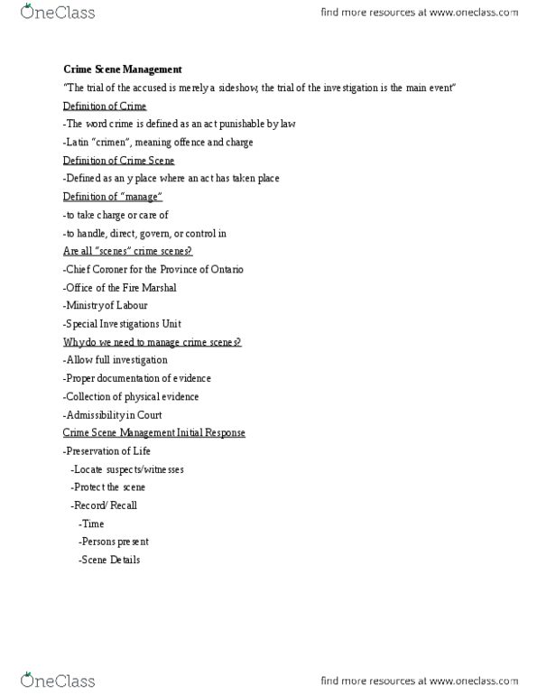 FSC239Y5 Lecture Notes - Lecture 5: 3D Scanner, Special Investigations Unit, Trace Evidence thumbnail