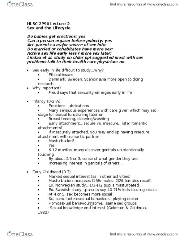 HLSC 2P90 Lecture Notes - Lecture 2: Primal Scene, Circle Jerks, Group Dating thumbnail