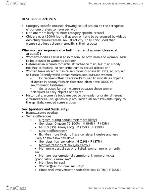 HLSC 2P90 Lecture Notes - Lecture 5: Casual Sex, Tally Counter, Libido thumbnail