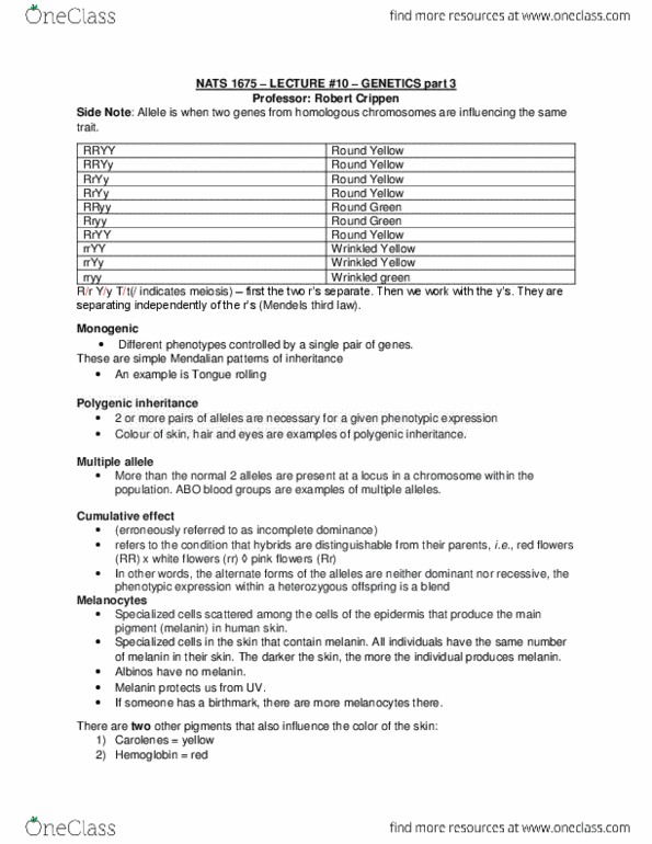 NATS 1675 Lecture Notes - Lecture 10: Abo Blood Group System, Robert Crippen, Quantitative Trait Locus thumbnail