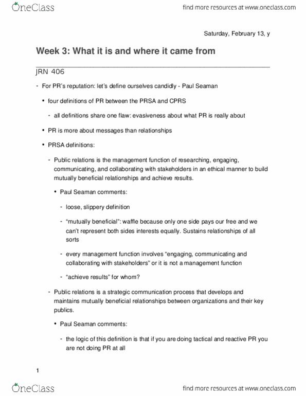 JRN 406 Chapter 3: Week 3 - what is PR & where it came from reading thumbnail