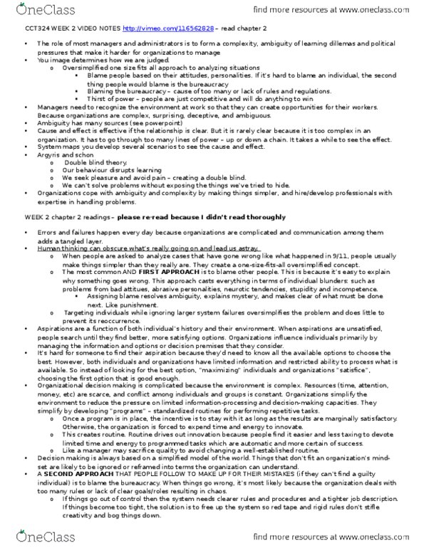 CCT324H5 Lecture Notes - Lecture 2: Blind Experiment, Chris Argyris, Tangled thumbnail