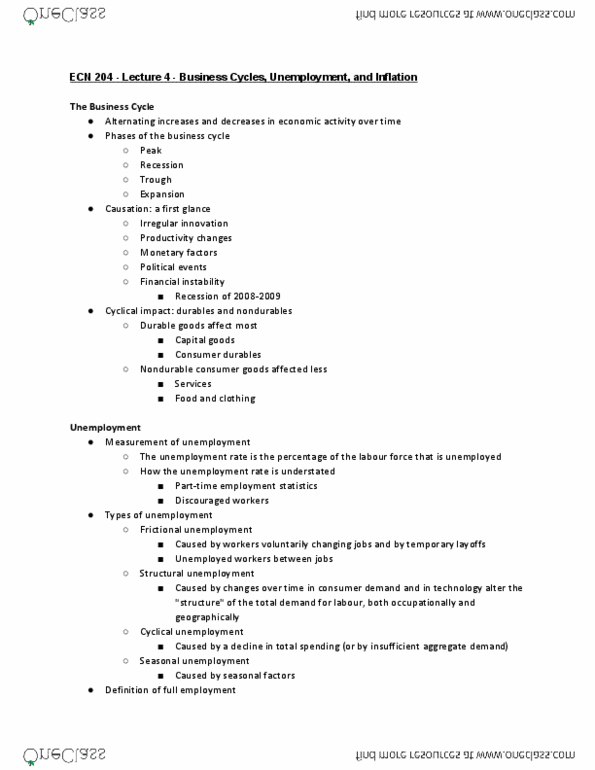 ECN 204 Lecture Notes - Lecture 4: National Research Universal Reactor, Deflation, Hyperinflation thumbnail