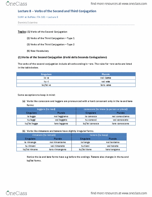 ITA 101 Lecture 8: Verbs of the Second and Third Conjugation thumbnail