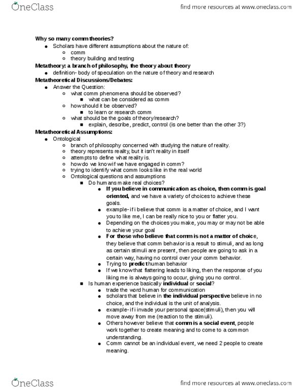 COMM 250 Lecture Notes - Lecture 2: Metatheory, Empiricism, Human Behavior thumbnail