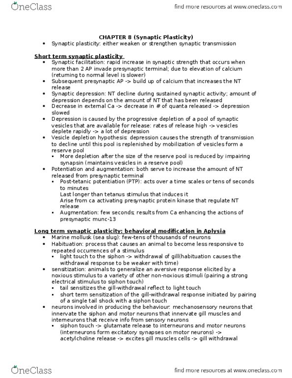 LIFESCI 2C03 Chapter 8: LS2CC3_CH8 notes thumbnail