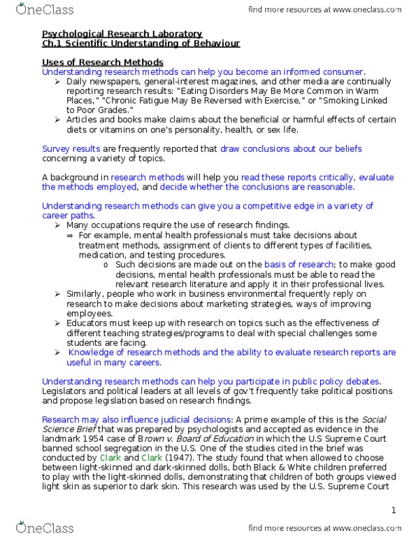 PSYB01H3 Chapter Notes - Chapter 1: Skeptical Movement, Scientific Method, Falsifiability thumbnail