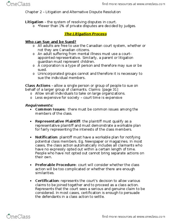 LAW 122 Lecture Notes - Lecture 2: Alternative Dispute Resolution, Professional Liability Insurance, Liability Insurance thumbnail